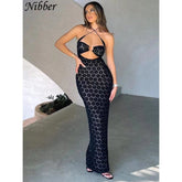 Trendy Solid Color Maxi Dress with Sexy Hollow Neckline